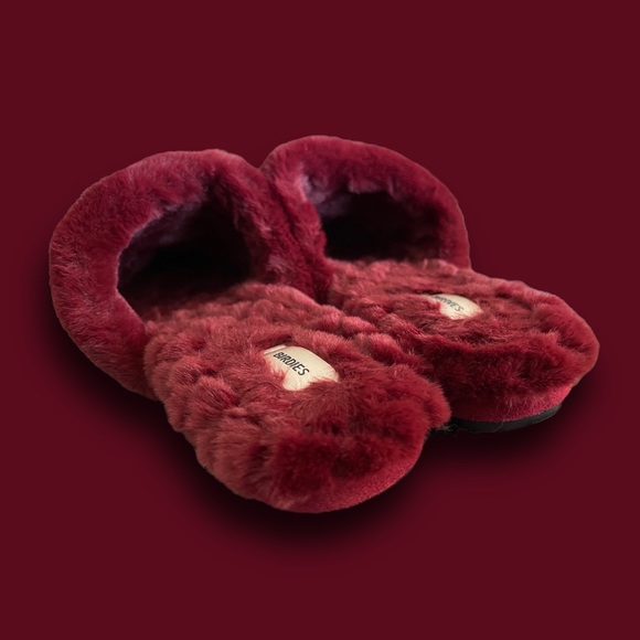 BIRDIES red merlot faux fur slippers size 7.5 The Songbird style - Picture 9 of 10